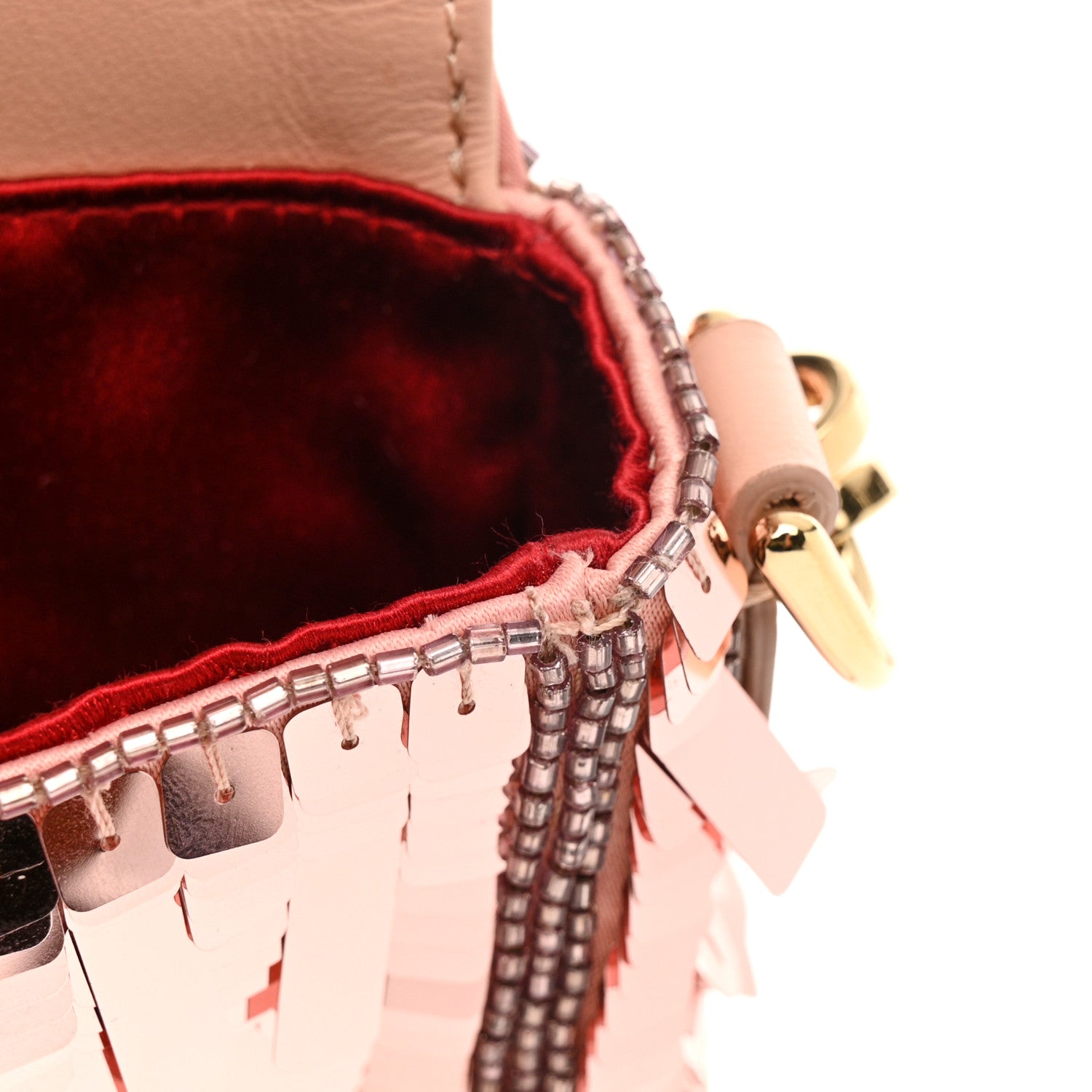 Fendi Sequin Paillettes Vitello Grace Sex and the City Mini Baguette Baby Pink 9 of 15