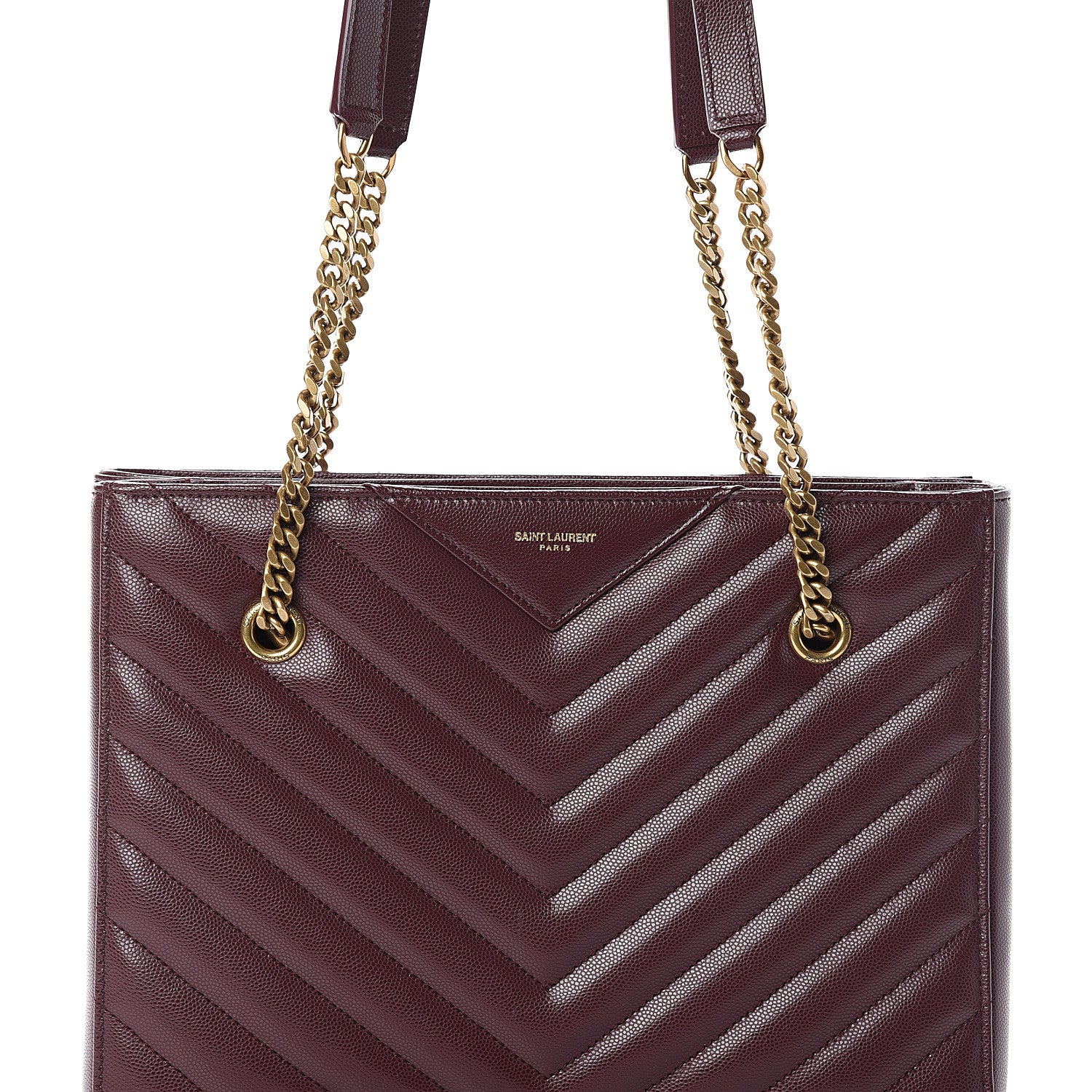 Saint Laurent Grain de Poudre Matelasse Chevron Small Tribeca Shopping Bag Rouge Legoin 7 of 9