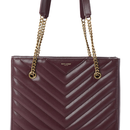 Saint Laurent Grain de Poudre Matelasse Chevron Small Tribeca Shopping Bag Rouge Legoin 7 of 9