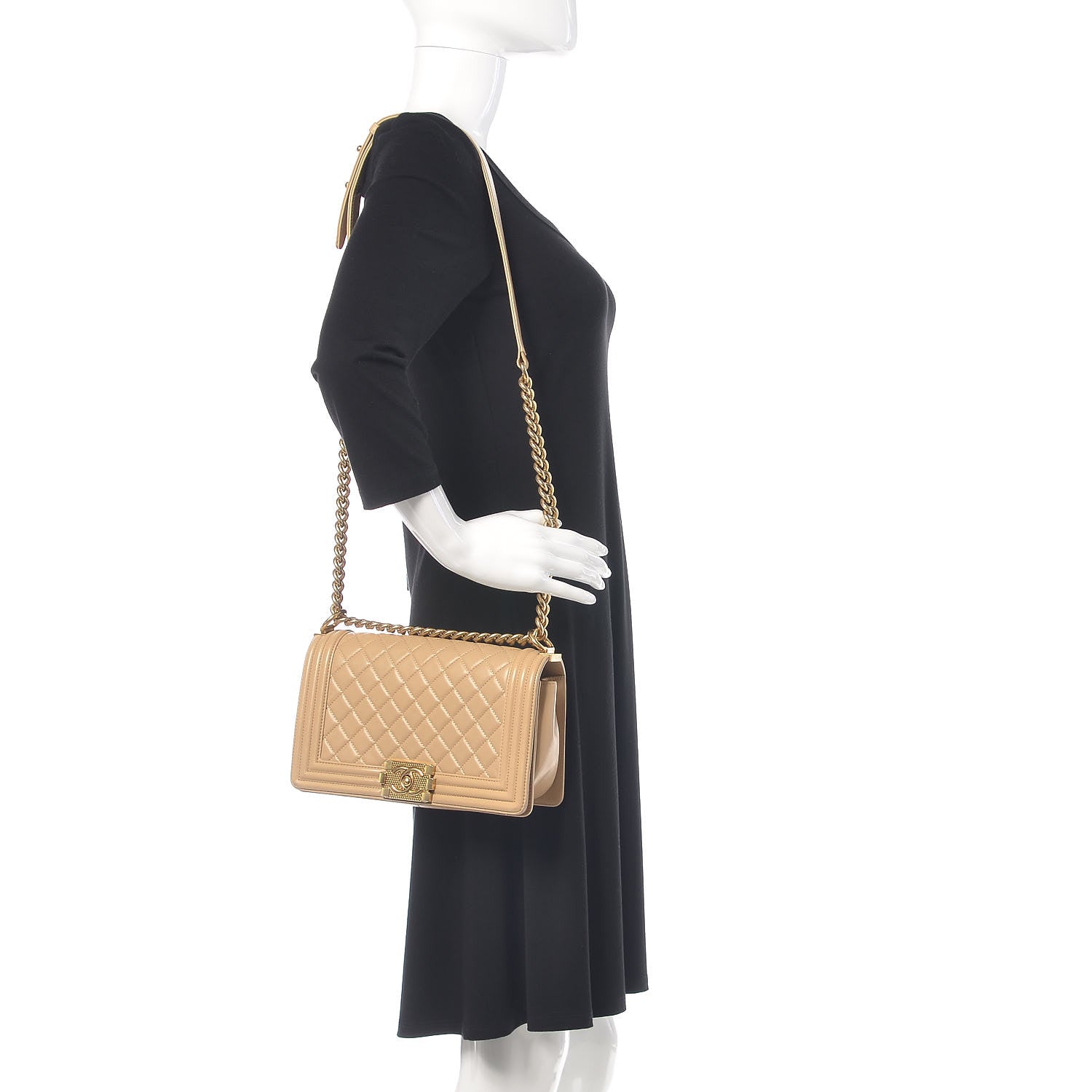 Chanel Lambskin Quilted Medium Boy Flap Light Beige 2 of 13