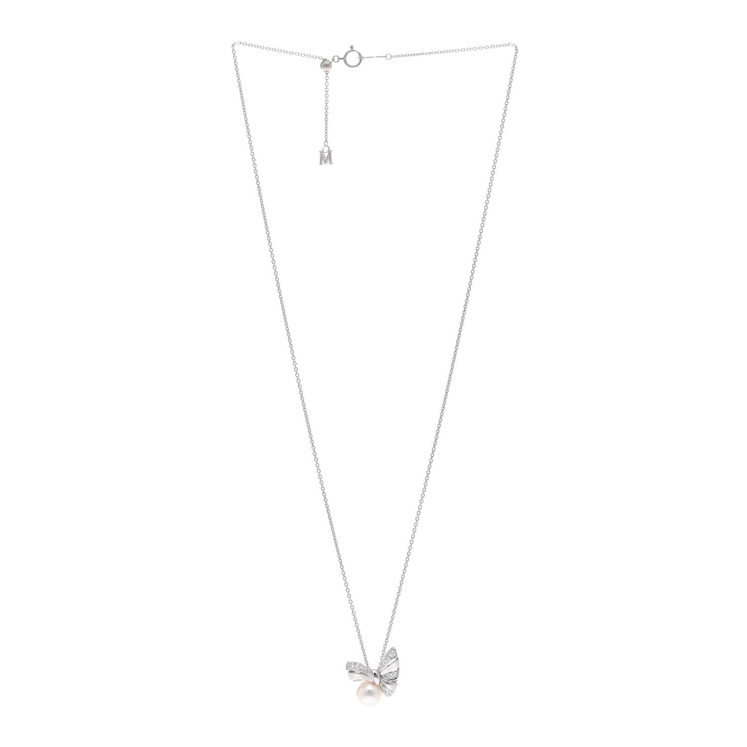 Mikimoto 18K White Gold Diamond Akoya Pearl Jeux de Rubans Pendant Necklace 3 of 5