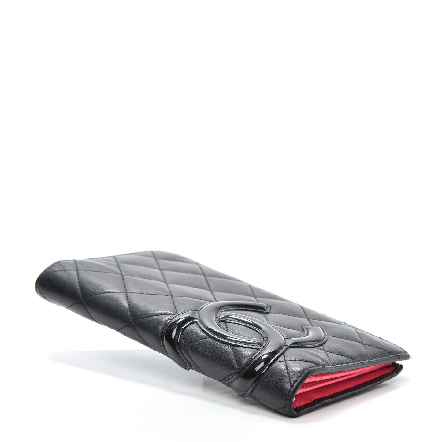 Calfskin Quilted Cambon Yen Wallet Black