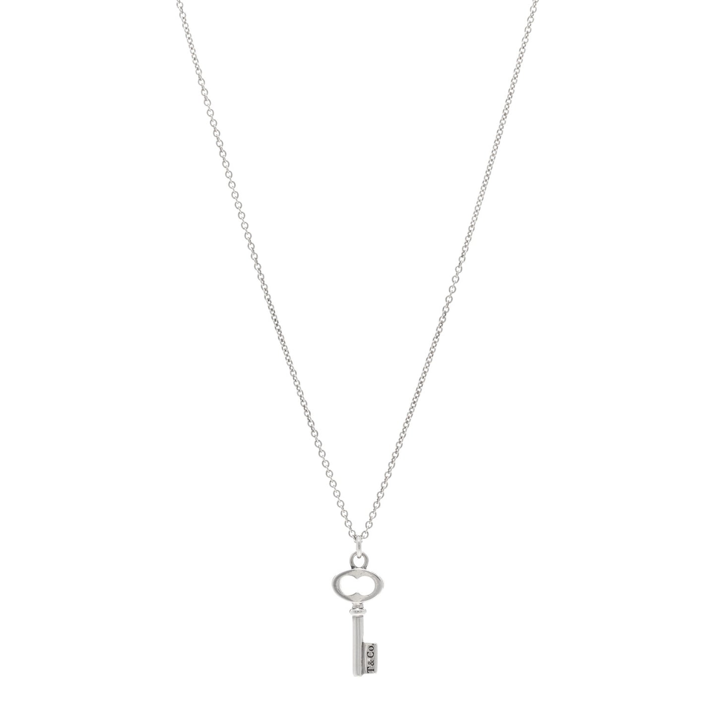 Sterling Silver Mini Oval Key Pendant Necklace