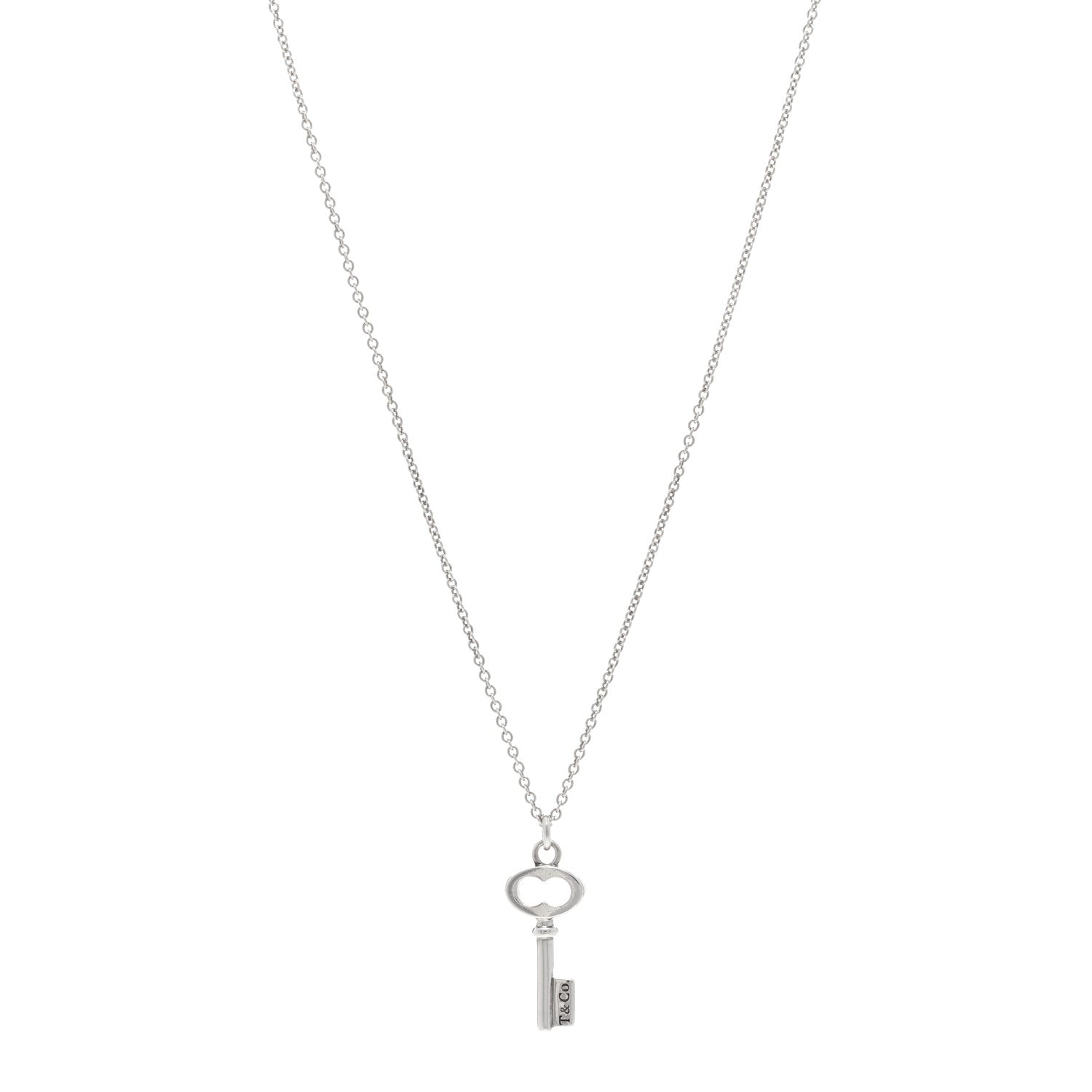 Tiffany Sterling Silver Mini Oval Key Pendant Necklace 1 of 5