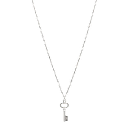 Tiffany Sterling Silver Mini Oval Key Pendant Necklace 1 of 5