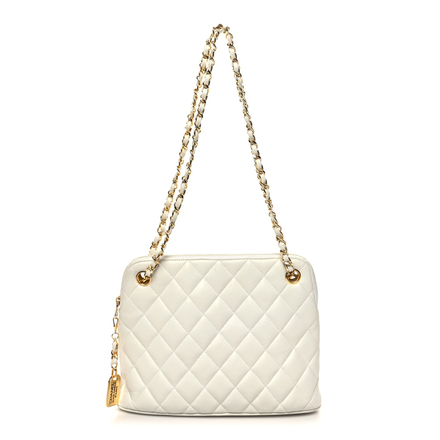 Lambskin Quilted CC Tote White