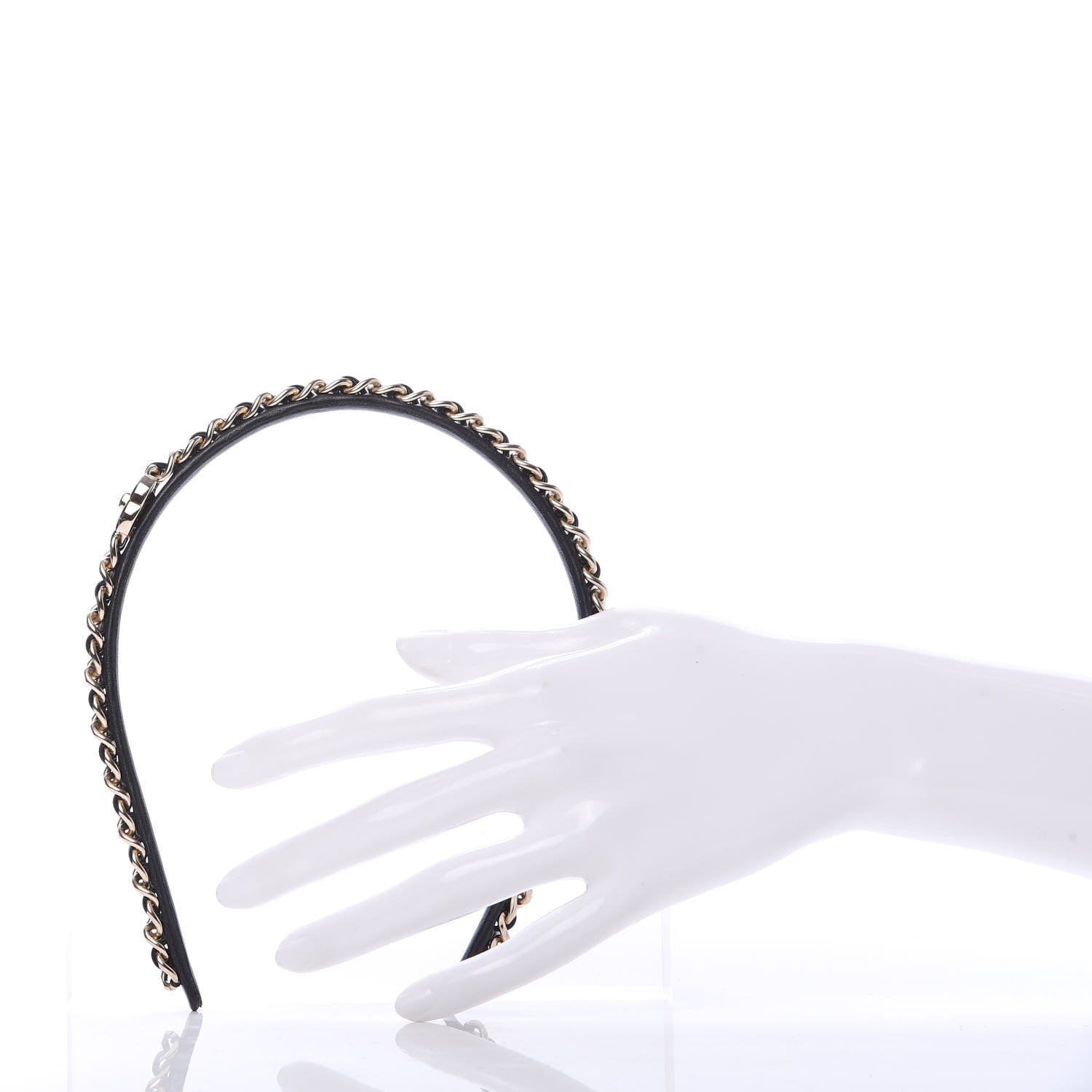 Chanel Metal Lambskin CC Turnlock Chain Headband Gold Black 2 of 6