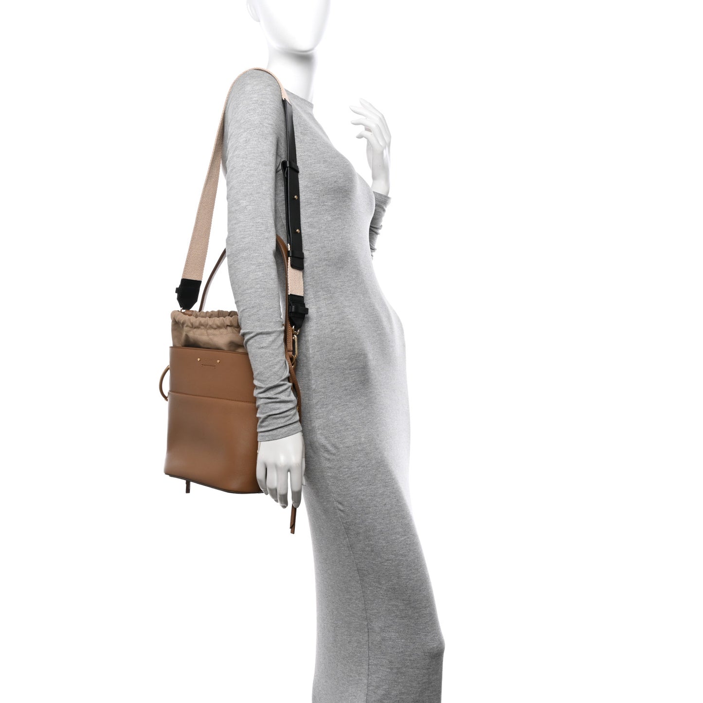 Smooth Calfskin Small Roy Bucket Bag Nut