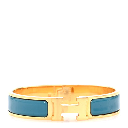 Hermes Enamel Narrow Clic Clac H Bracelet PM Bleu Canard 1 of 5