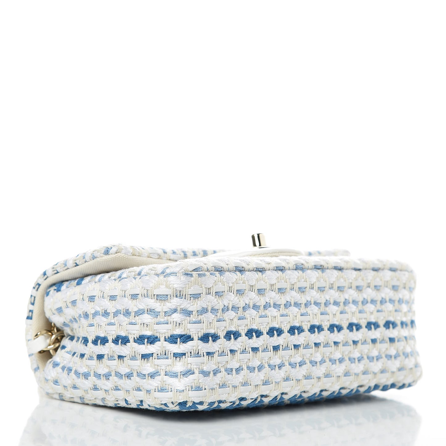 Lambskin Cotton Woven Mini Flap Blue White