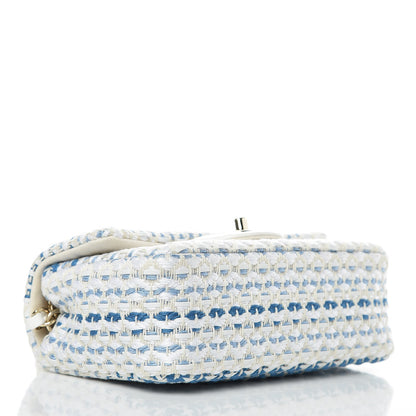 Chanel Lambskin Cotton Woven Mini Flap Blue White 4 of 7