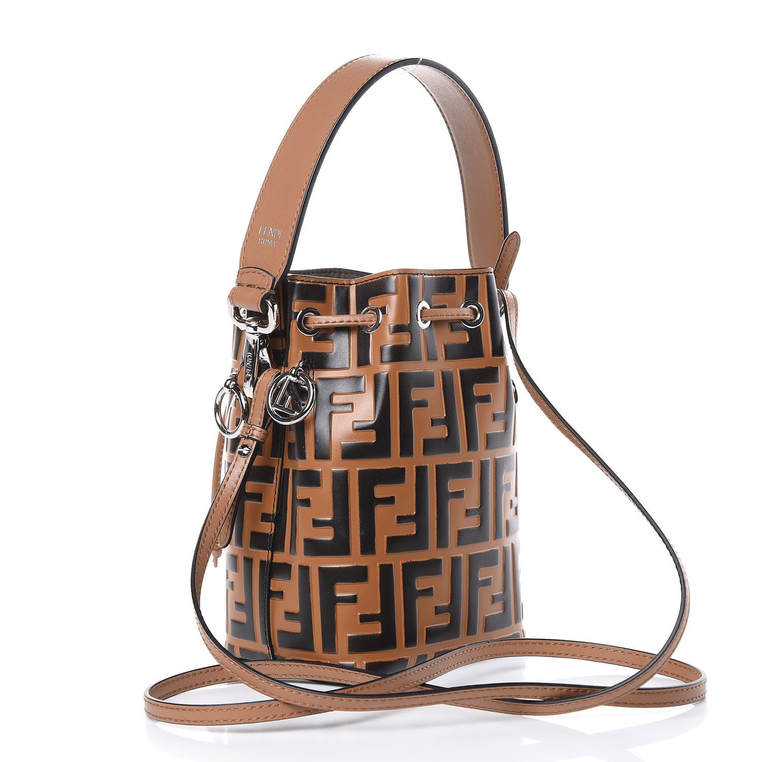 Fendi Vitello Liberty F is Fendi FF Embossed Mini Mon Tresor Bucket Bag Tobacco Black 3 of 11