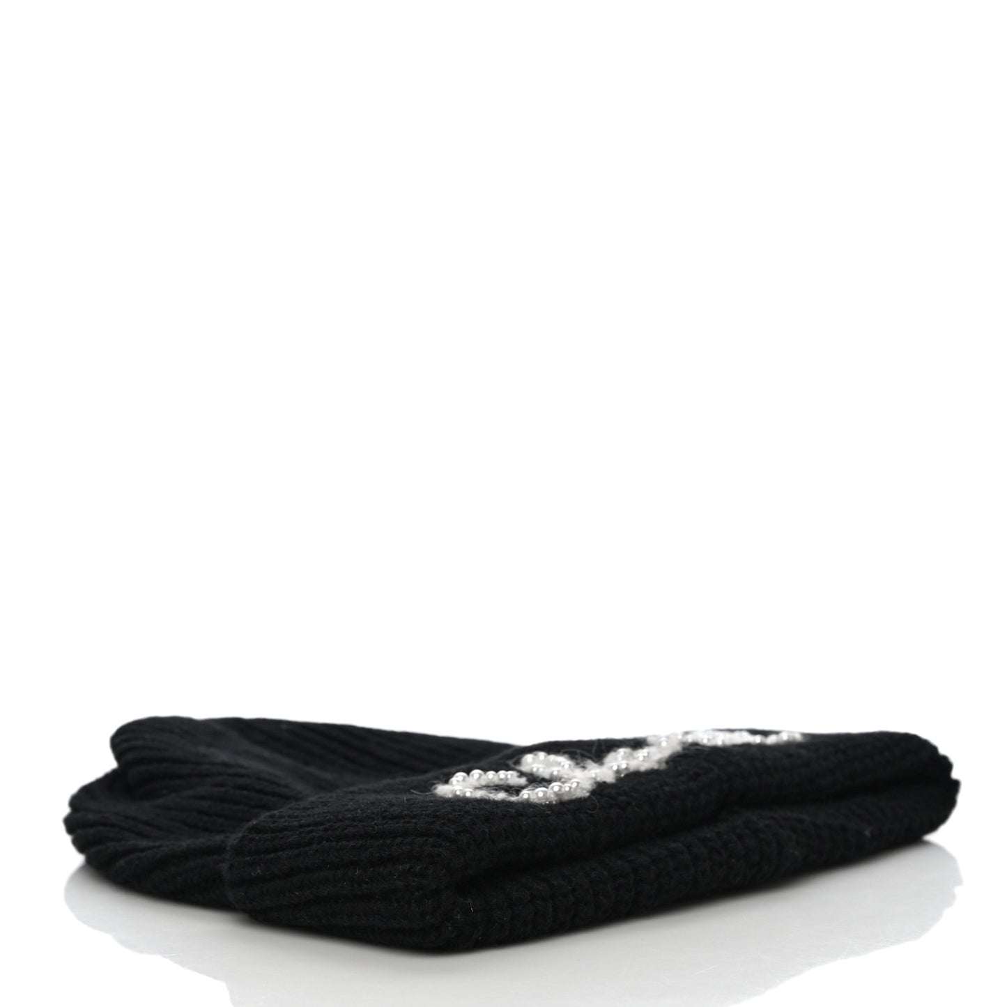 Cashmere Logo Beanie Hat Black White
