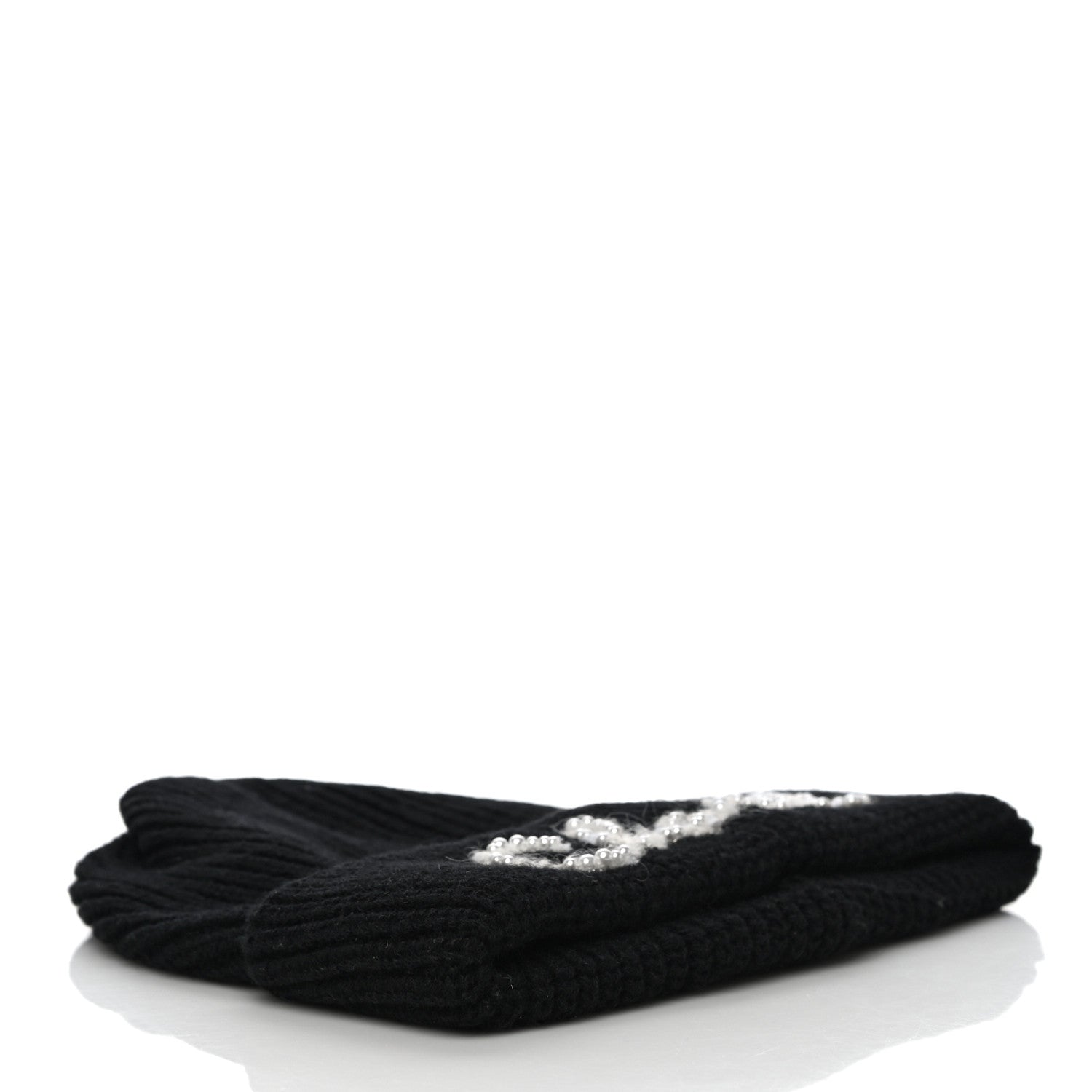 Chanel Cashmere Logo Beanie Hat Black White 3 of 7