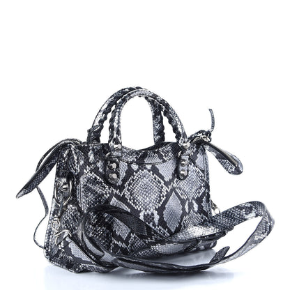 Balenciaga Metallic Calfskin Snakeskin Embossed Classic Silver Hardware Mini City Silver 3 of 10