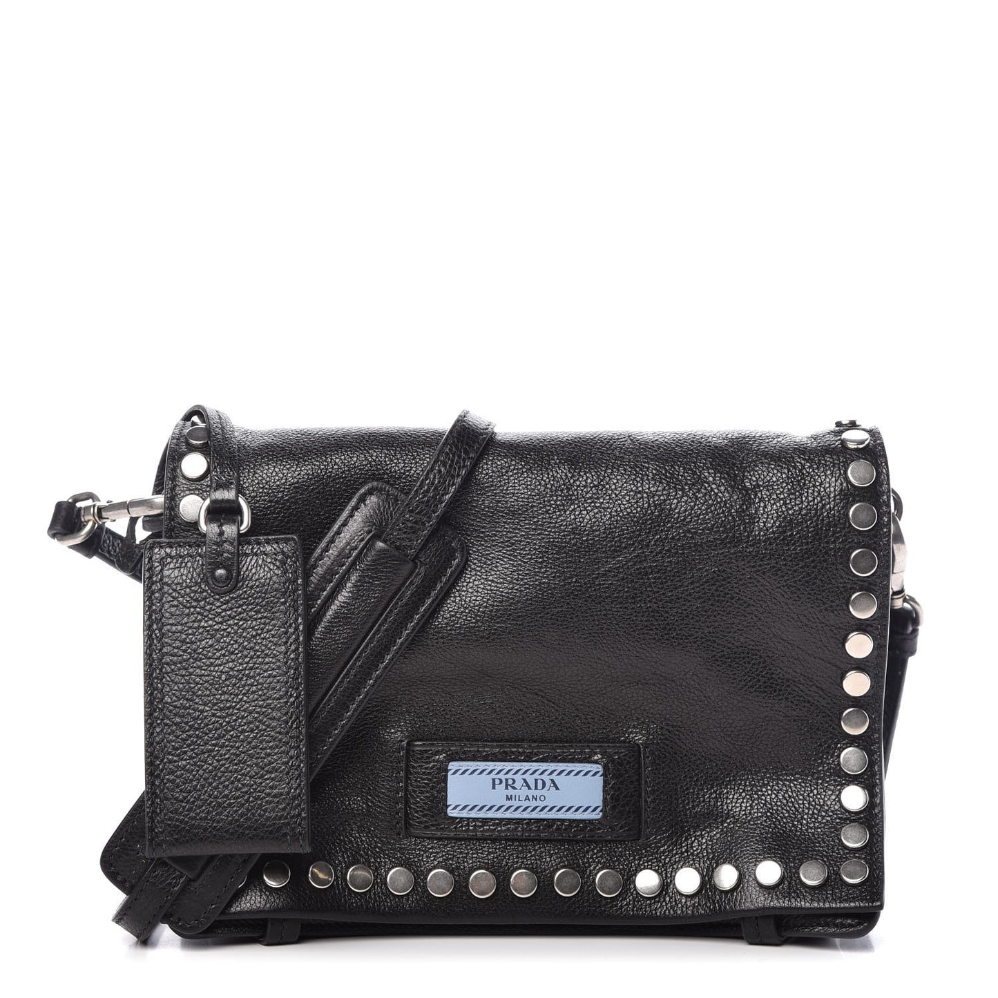 Glace Calfskin Studded Etiquette Flap Black