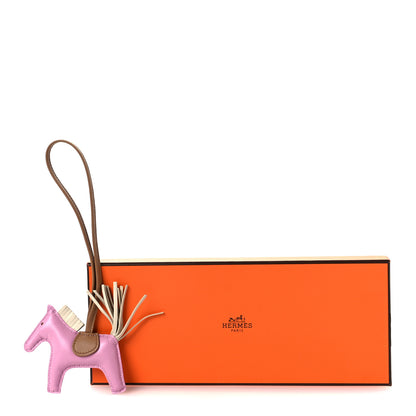 Hermes Milo Lambskin Grigri Rodeo Horse Bag Charm PM Mauve Sylvestre Craie Chai 4 of 4
