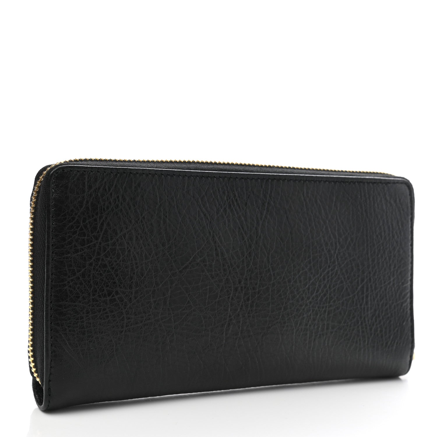 Balenciaga Agneau Classic Gold Hardware Continental Zip Around Wallet Black 3 of 9
