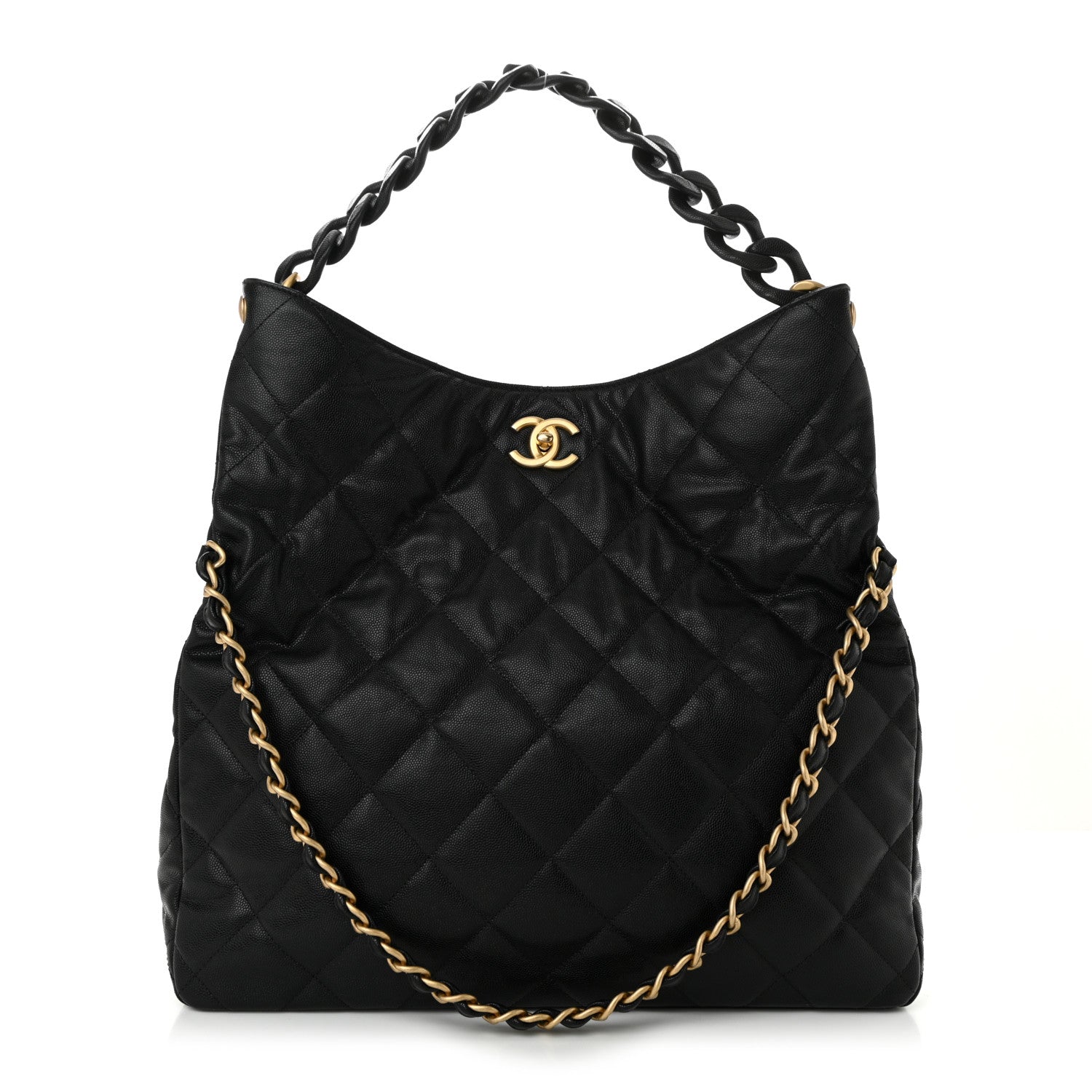 Chanel Caviar Quilted Fold Over Hobo Black 1 of 13