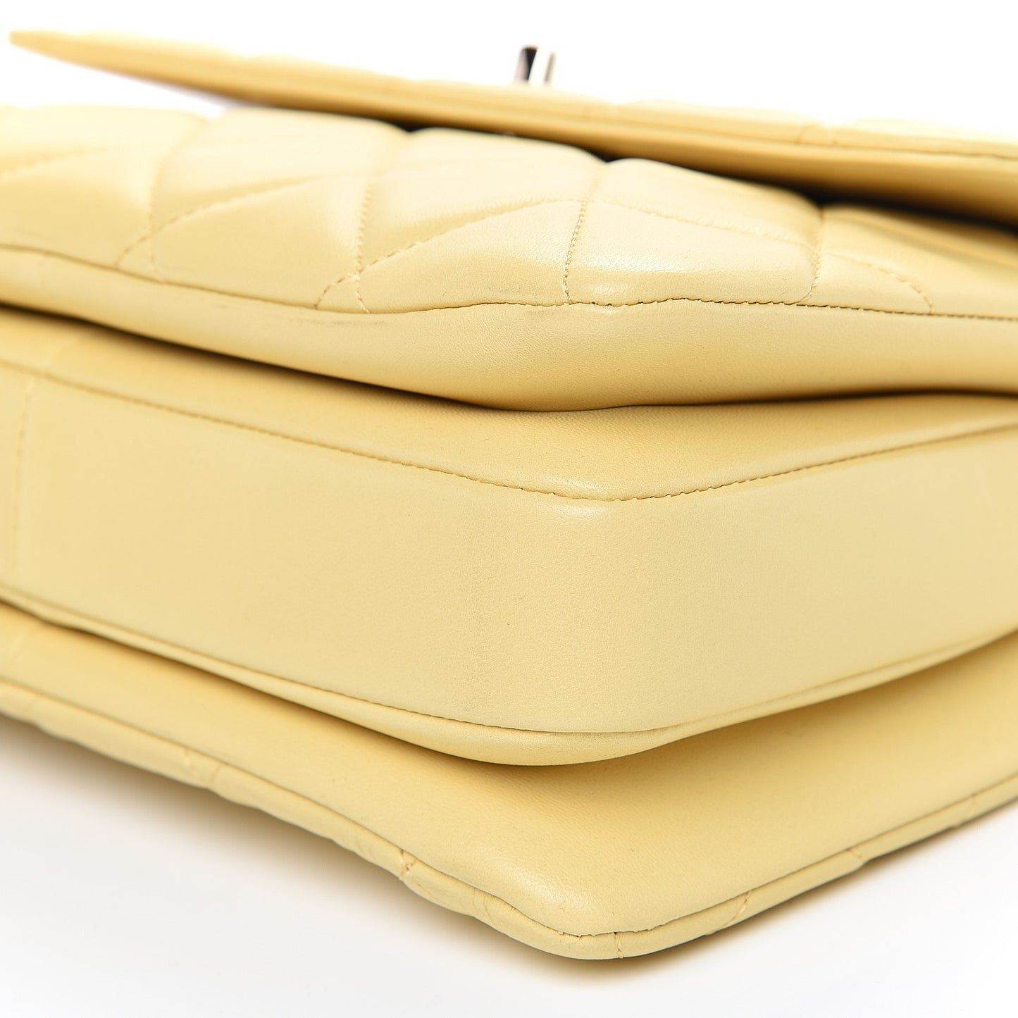 Lambskin Quilted Small Trendy CC Flap Dual Handle Bag Yellow