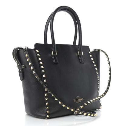 Valentino Garavani Vitello Rockstud Double Handle Tote Black 3 of 10