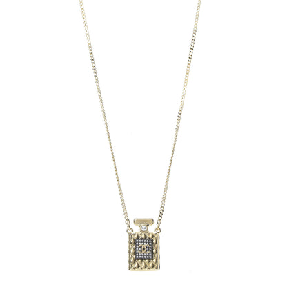 Chanel Crystal Pearl Perfume Bottle CC Necklace Black Gold 1 of 6