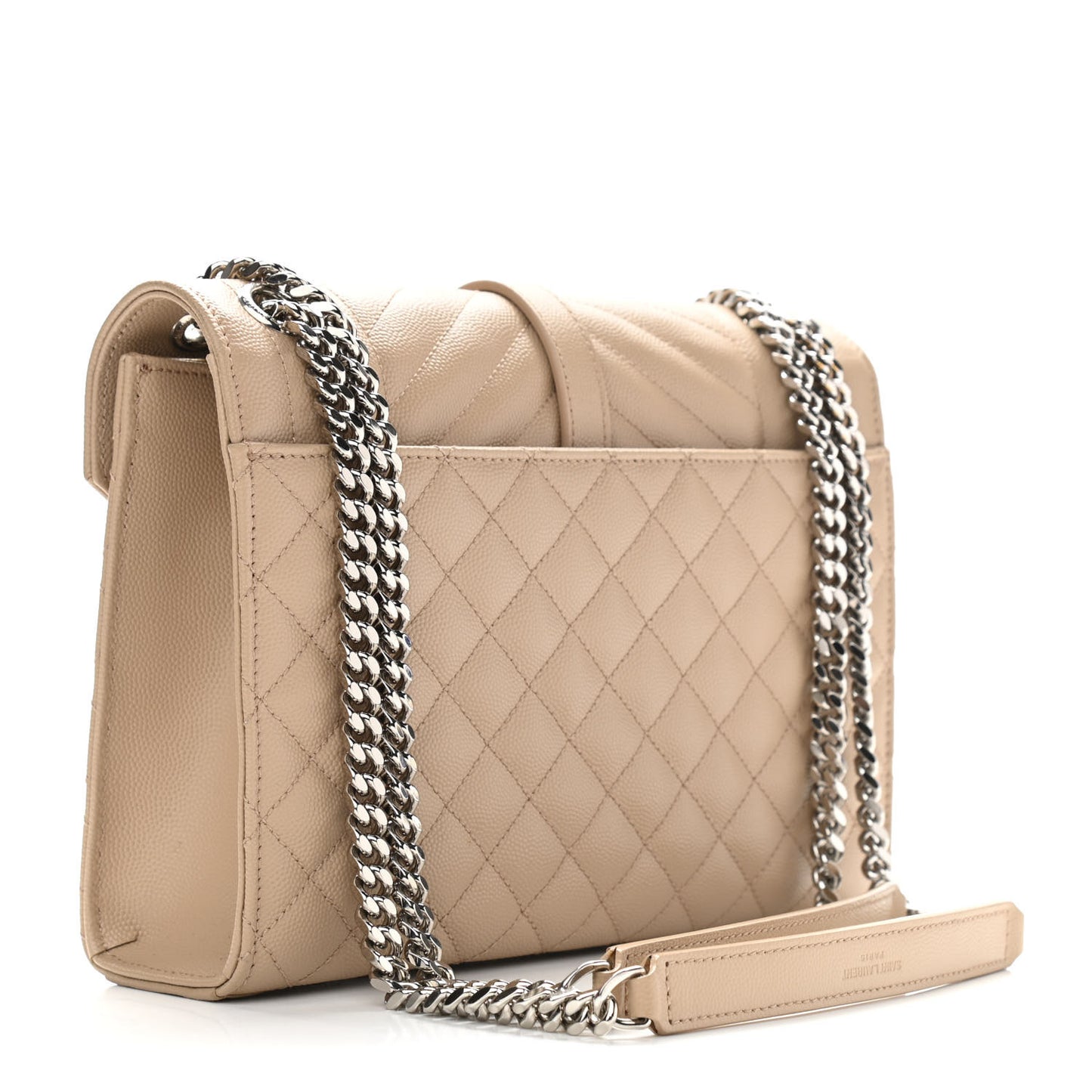 Grain De Poudre Textured Mixed Matelasse Medium Triquilt Monogram Satchel Nude Powder