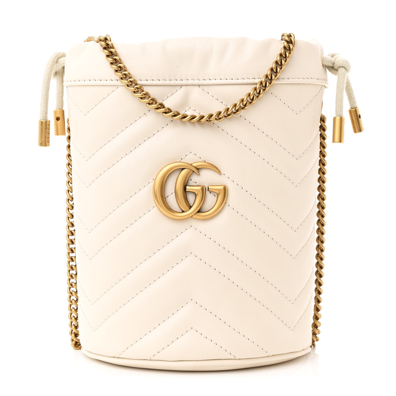 Gucci Calfskin Matelasse Mini GG Marmont 2.0 Bucket Bag White 2 of 21