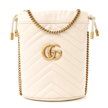 Gucci Calfskin Matelasse Mini GG Marmont 2.0 Bucket Bag White 2 of 21