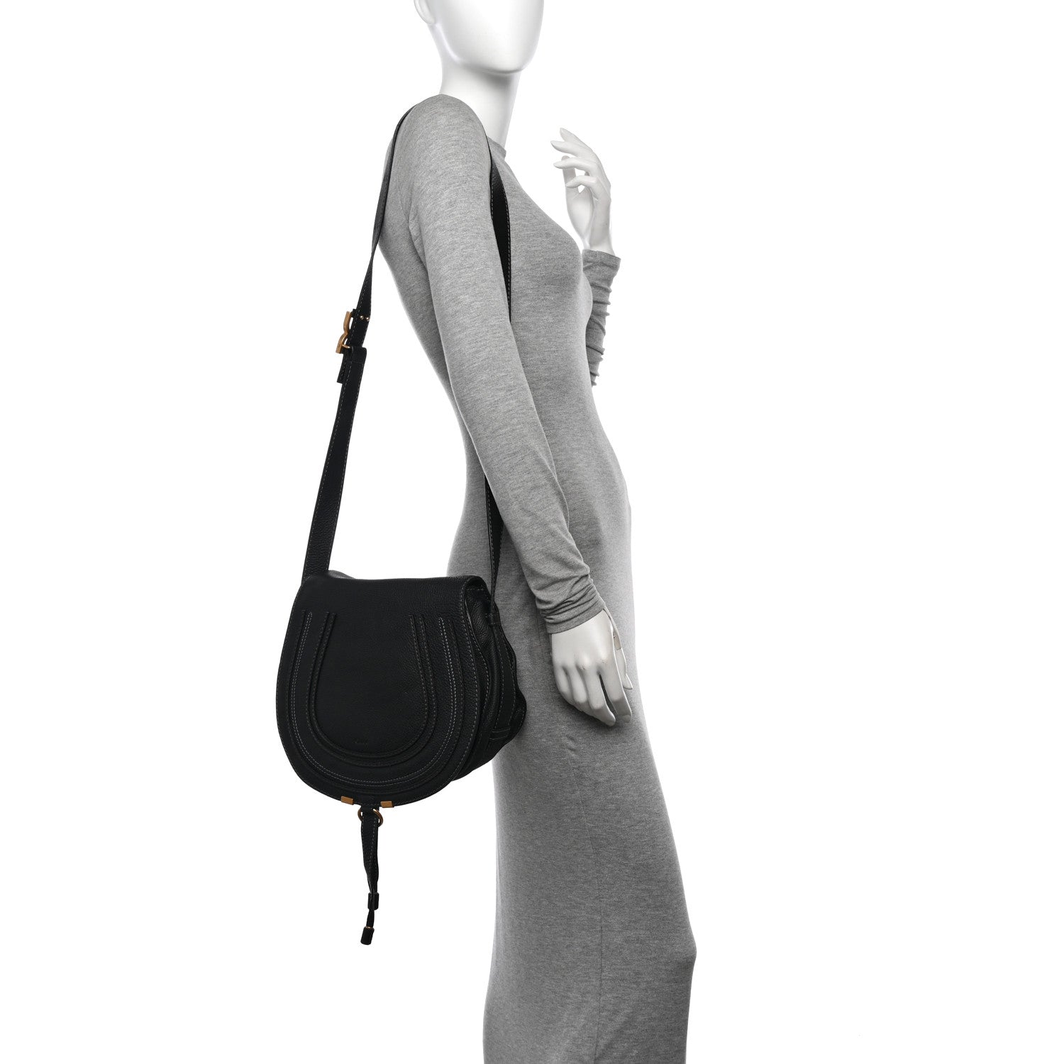 Chloe Calfskin Medium Marcie Round Crossbody Bag Black 2 of 10