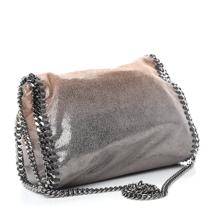 Stella McCartney Metallic Shaggy Deer Degrade Mini Falabella Fold Over Tote Taupe Gold Silver 4 of 11
