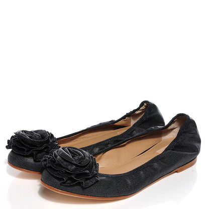 Valentino Garavani Denim Petale Ballerina Flats 39 Black 3 of 7