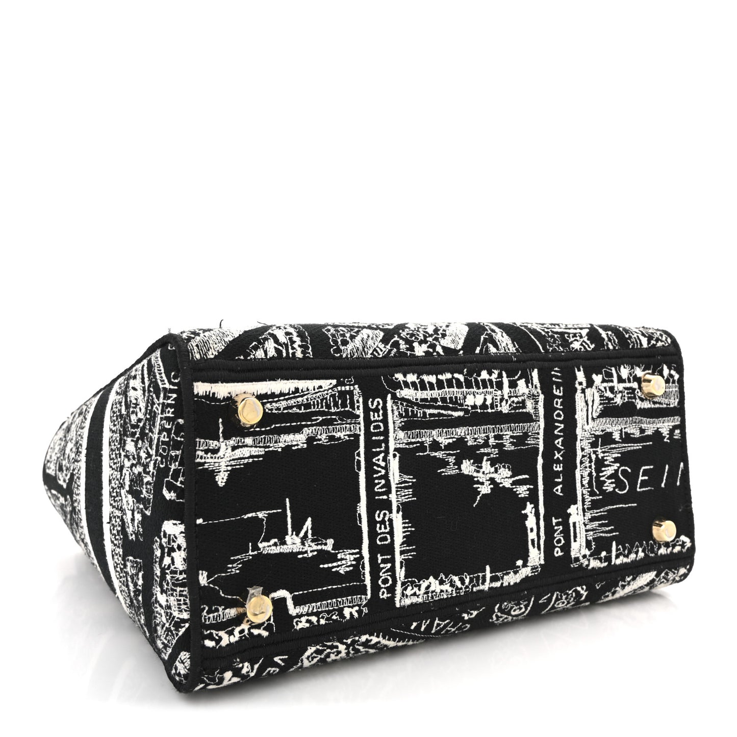 Canvas Embroidered Medium Plan de Paris Lady D-Lite Black White