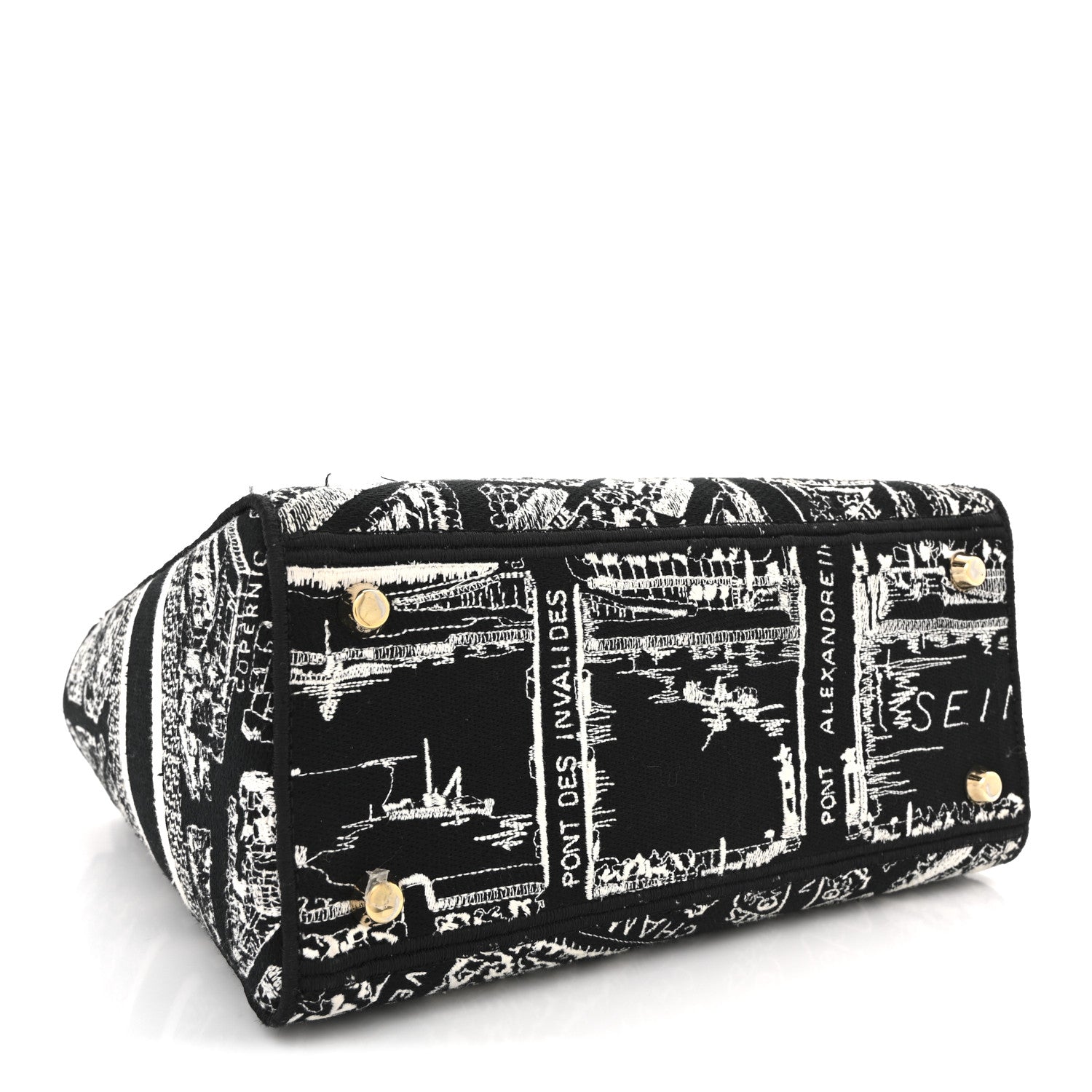 Christian Dior Canvas Embroidered Medium Plan de Paris Lady D-Lite Black White 4 of 13