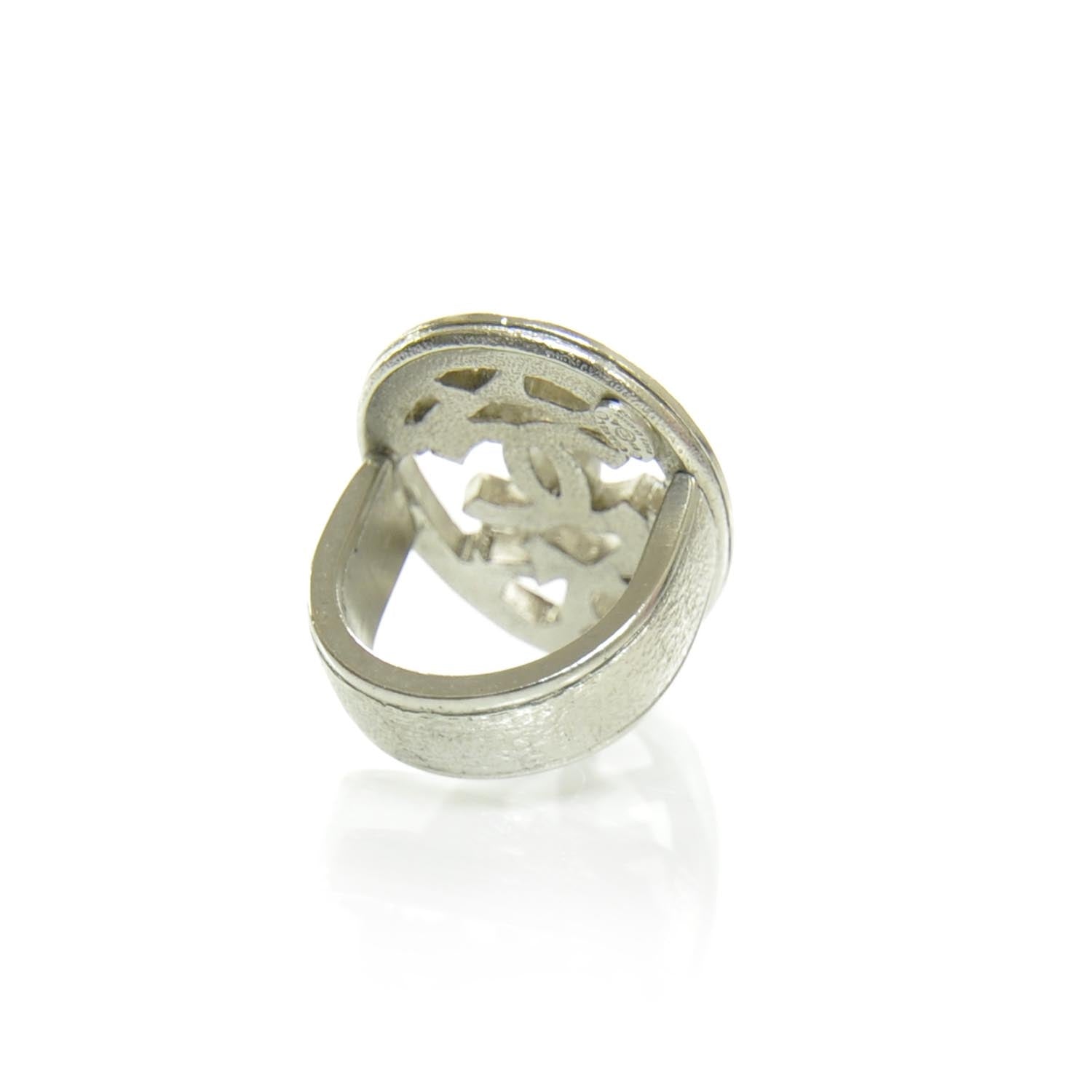 Chanel Crystal CC Ring Silver 6.5 5 of 5