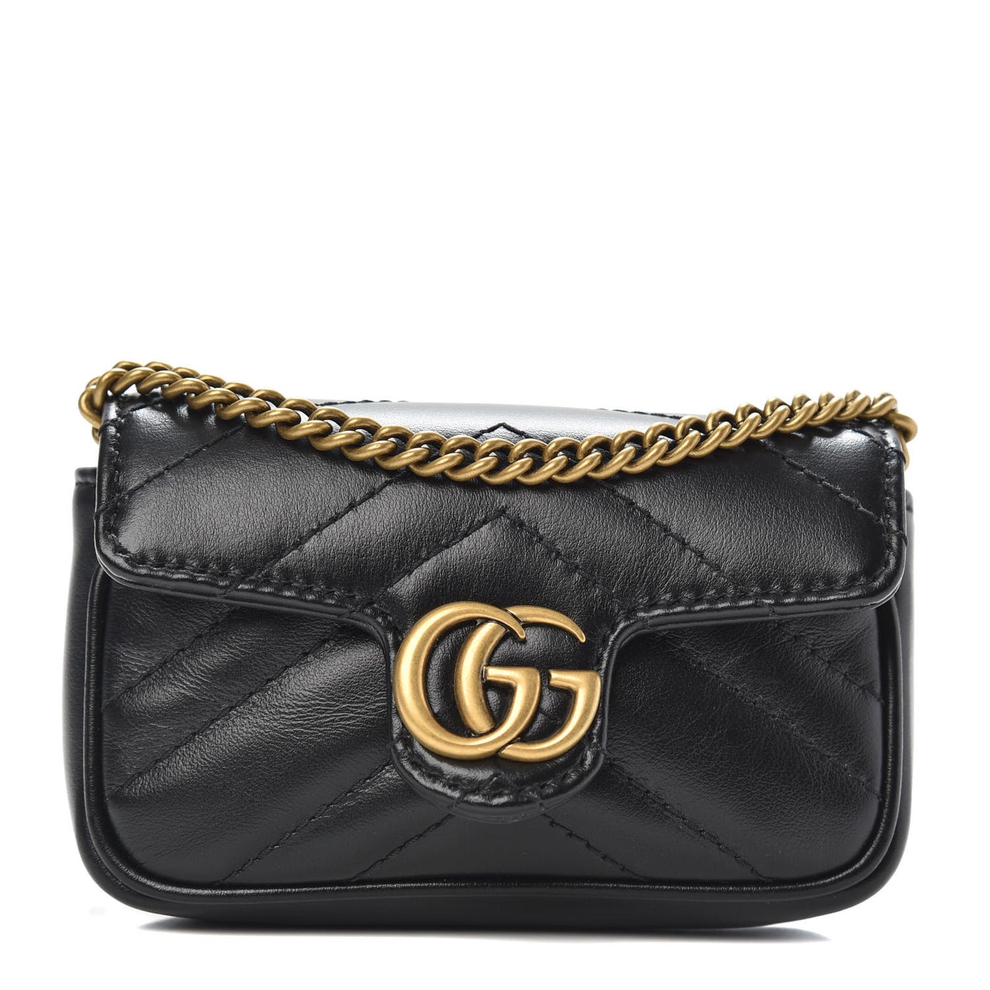Calfskin Matelasse GG Marmont 2.0 Coin Purse On A Chain Black