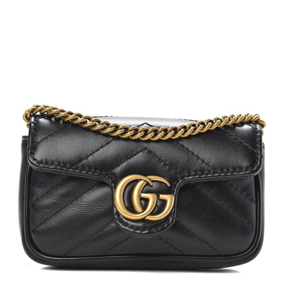 Gucci Calfskin Matelasse GG Marmont 2.0 Coin Purse On A Chain Black 1 of 7