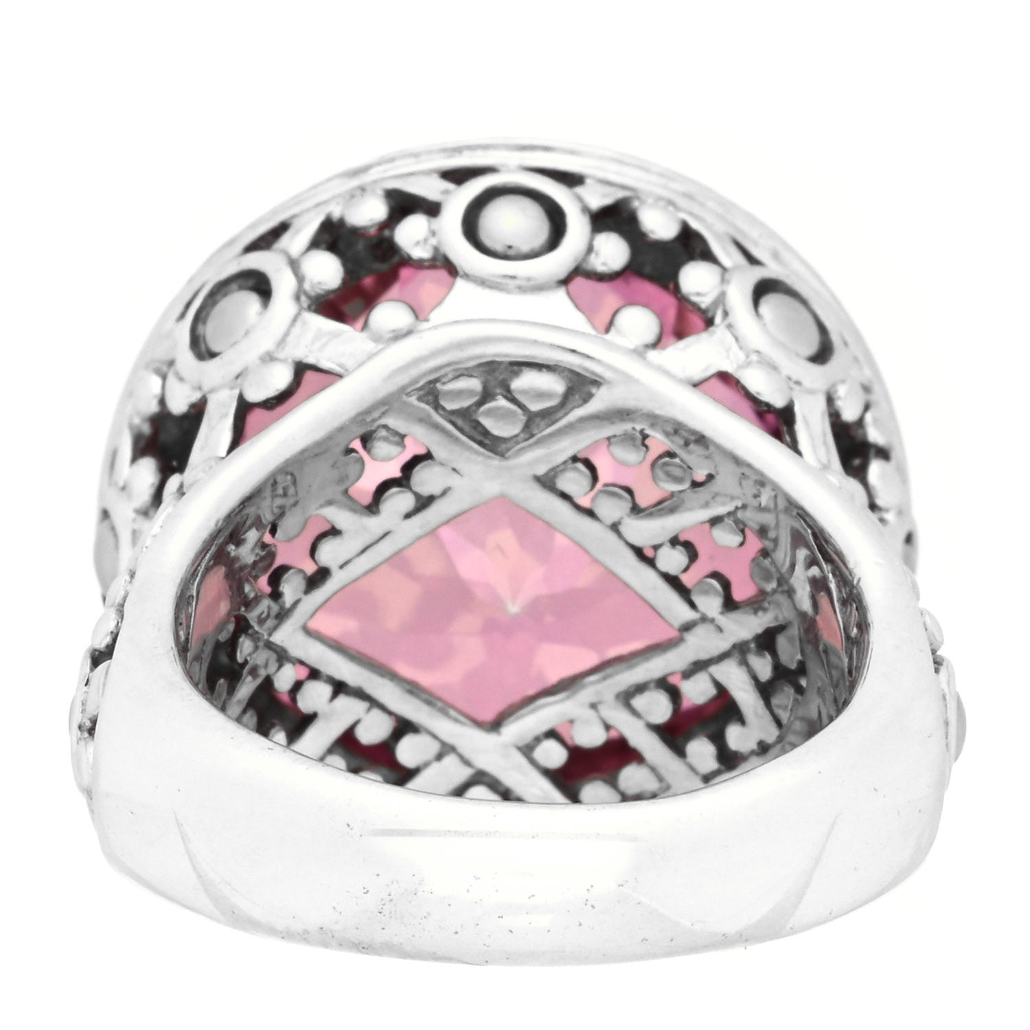 John Hardy 18K Yellow Gold Sterling Silver Pink Topaz Diamond Batu Sari Ring 54 7 3 of 5