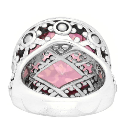 John Hardy 18K Yellow Gold Sterling Silver Pink Topaz Diamond Batu Sari Ring 54 7 3 of 5