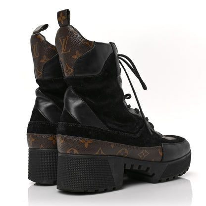 Louis Vuitton Suede Calfskin Monogram Laureate Platform Desert Boots 41 Black 4 of 6
