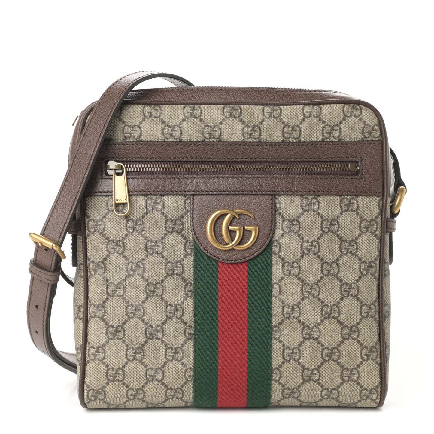 GG Supreme Monogram Web Small Ophidia Messenger Bag Brown