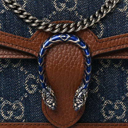 Gucci New Denim GG Monogram Dollar Calfskin Enamel Super Mini Dionysus Shoulder Bag Blue Tea Cuir Epilog Electric Blue 7 of 10