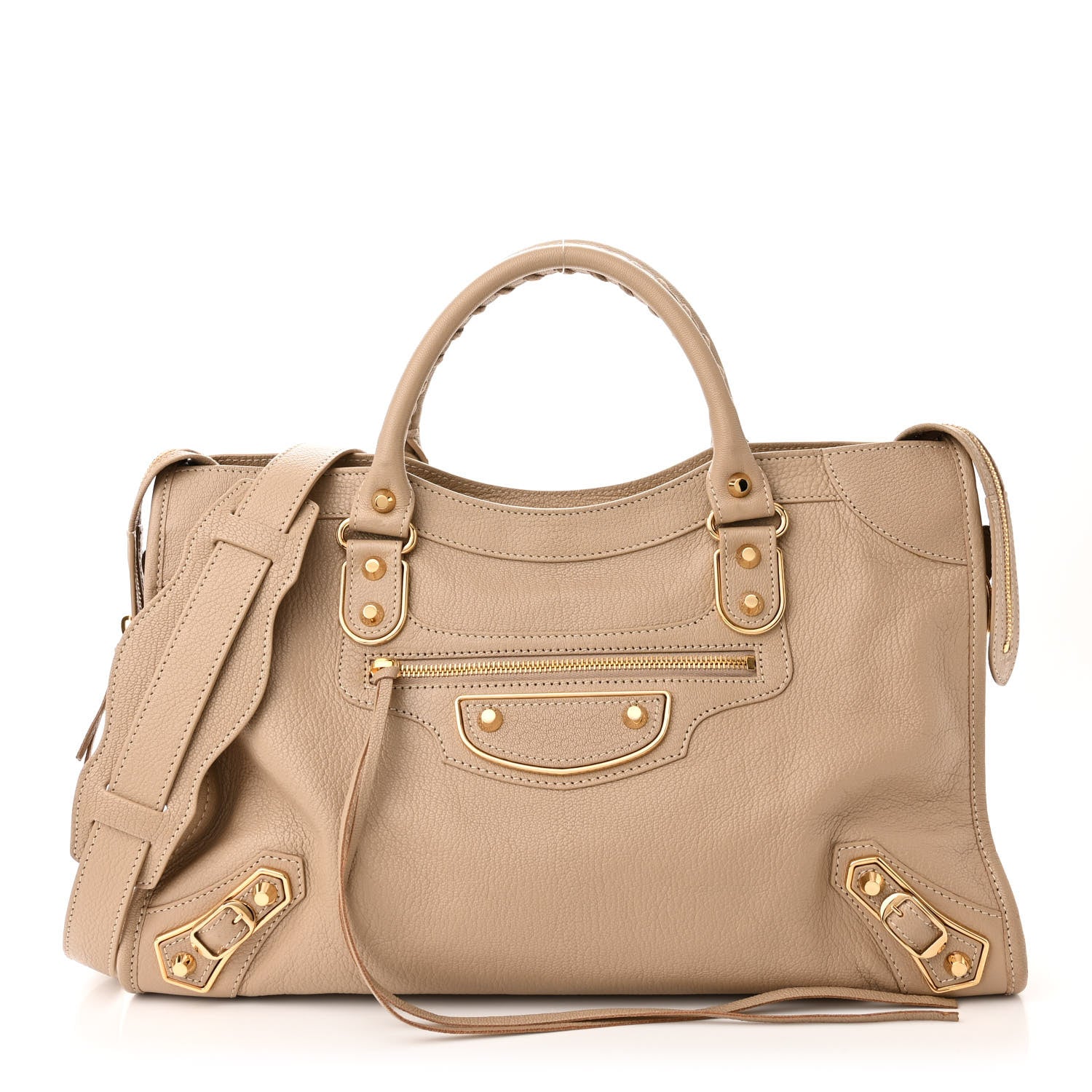 Balenciaga Shiny Goatskin Gold Metallic Edge Hardware City Beige Sahara 1 of 11