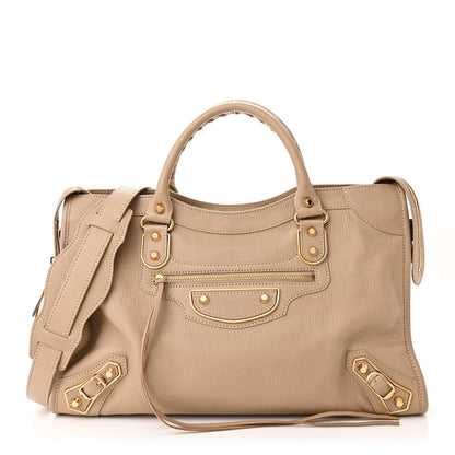 Balenciaga Shiny Goatskin Gold Metallic Edge Hardware City Beige Sahara 1 of 11