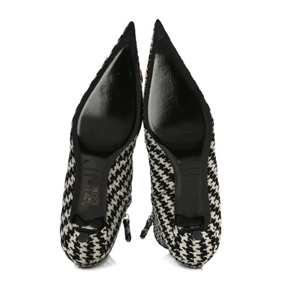 Balenciaga Wool Houndstooth BB Pointy Toe Ankle Booties 39 Black Ivory 8 of 12