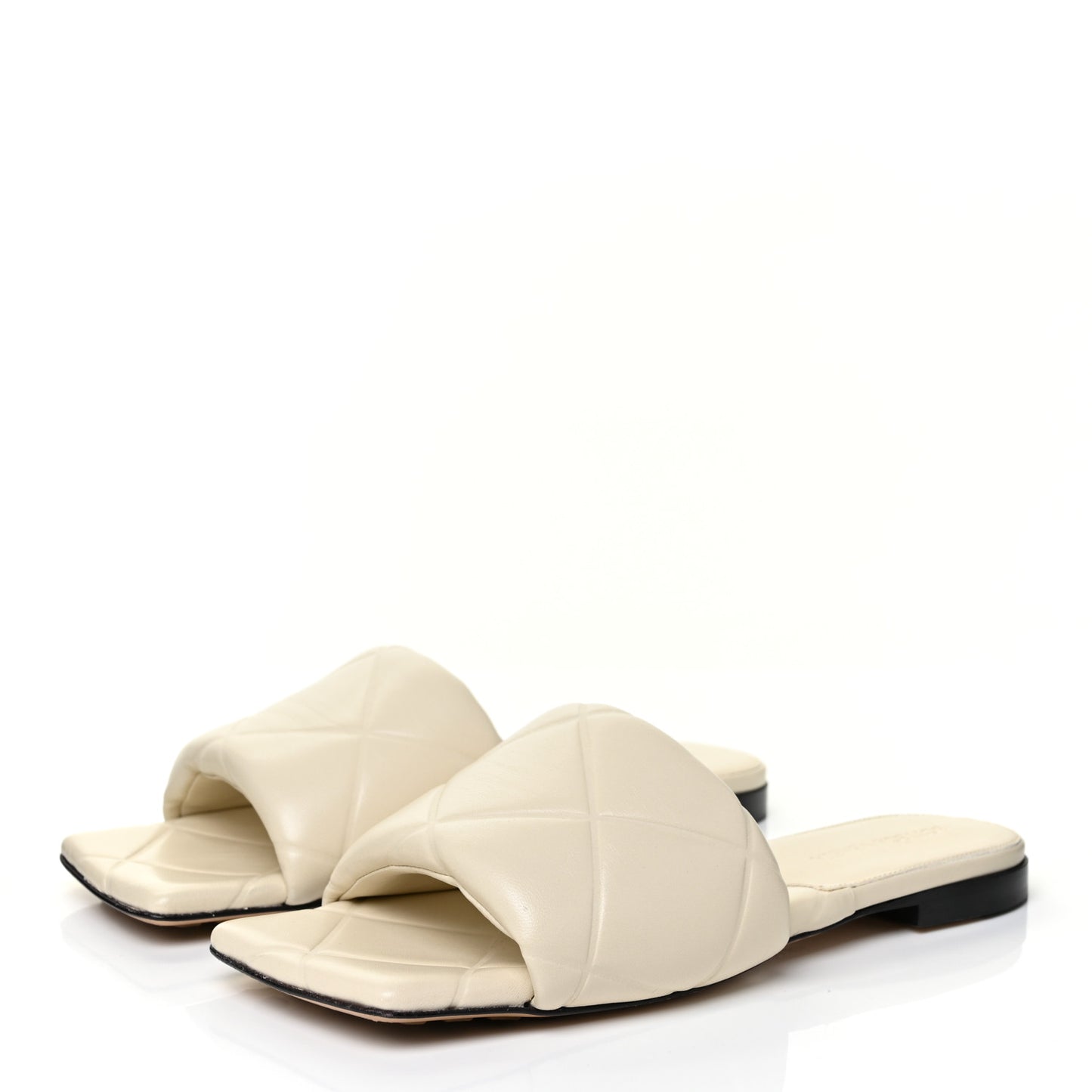 Nappa Quilted Rubber Lido Flat Sandals 37.5 Sea Salt