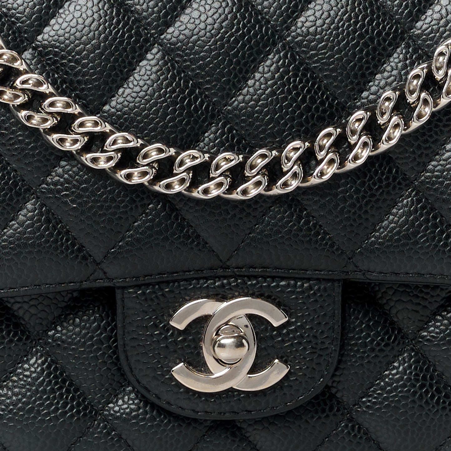 Caviar Quilted Medium Double Flap Bijoux Chain Black