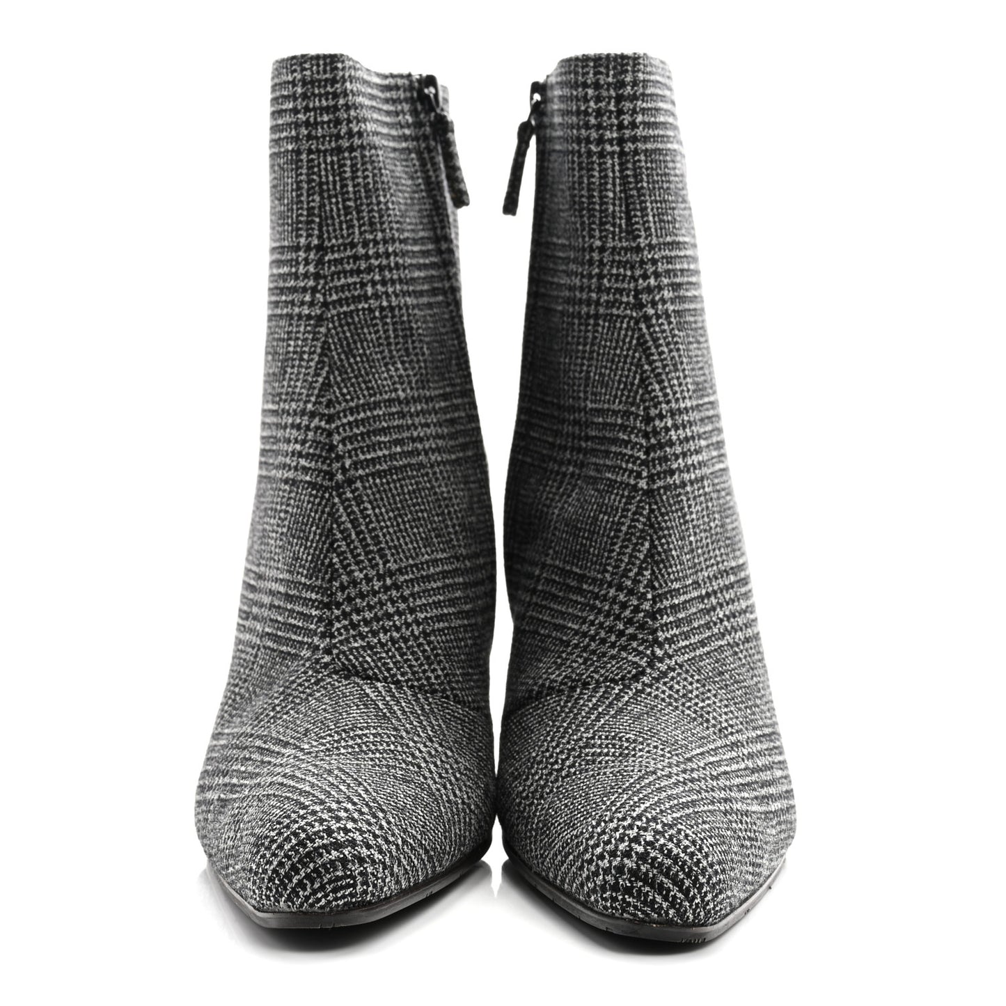 Wool Plaid Ankle Boots 41 Black White