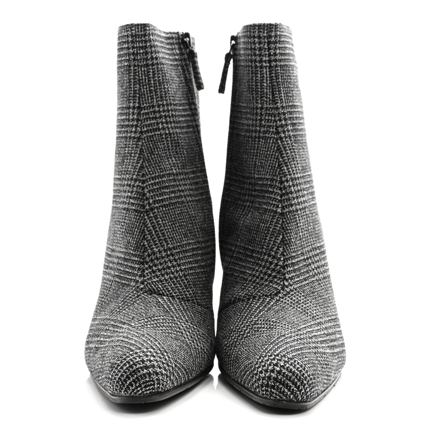 Balenciaga Wool Plaid Ankle Boots 41 Black White 3 of 10