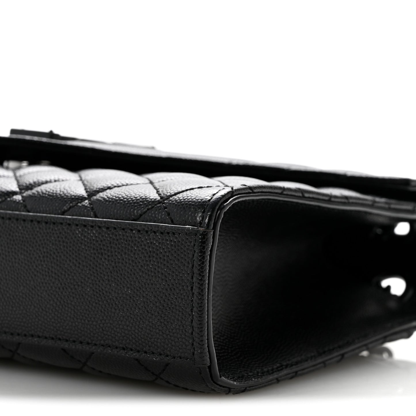Grain De Poudre Textured Mixed Matelasse Triquilt Medium Monogram Monochrome Satchel Black